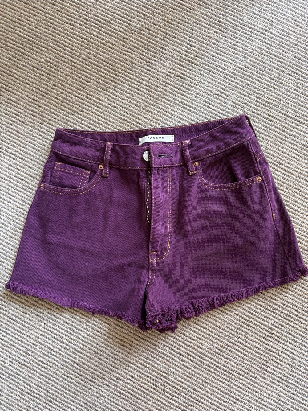 PacSun Purple Denim Frayed Hem High-Rise Shorts